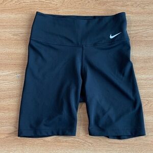 Nike Black Mid-Rise Bike Shorts with White Swoosh